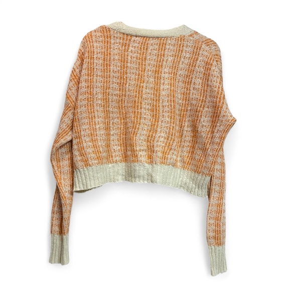 Elodie Womens Orange Cream Cropped‎ Cardigan Knit cottagecore  Sweater Large - Picture 7 of 7